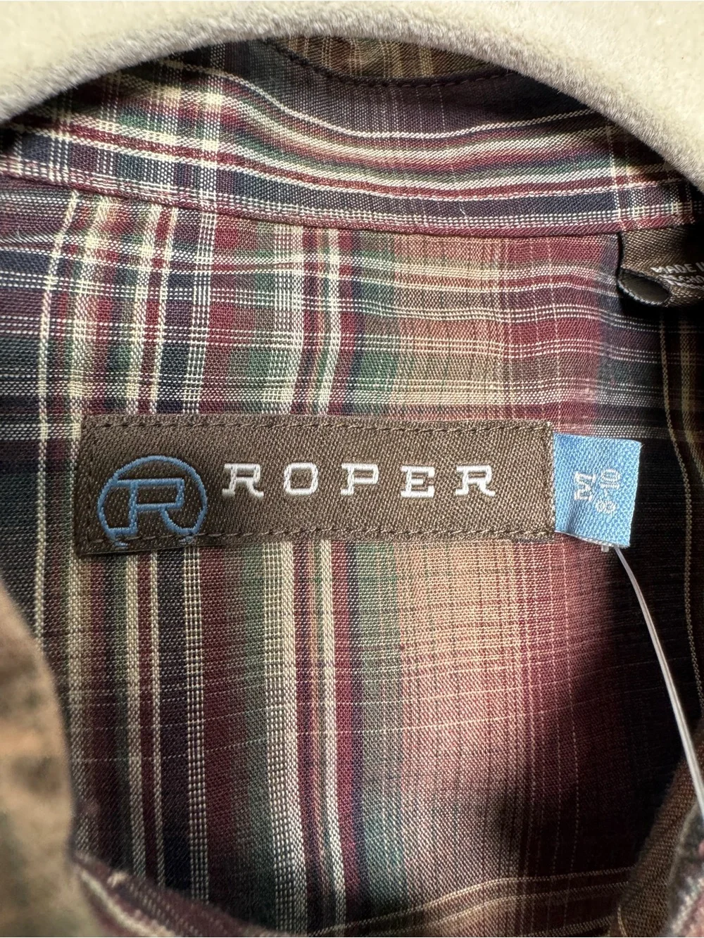 Roper Boys Western Plaid Pearl Snap Shirt Size M 8-10 NWT